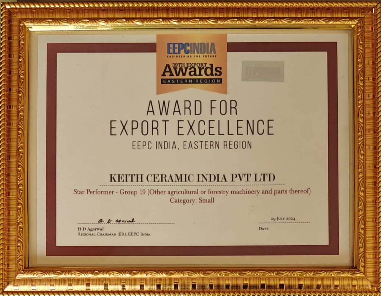 Award for export excellence